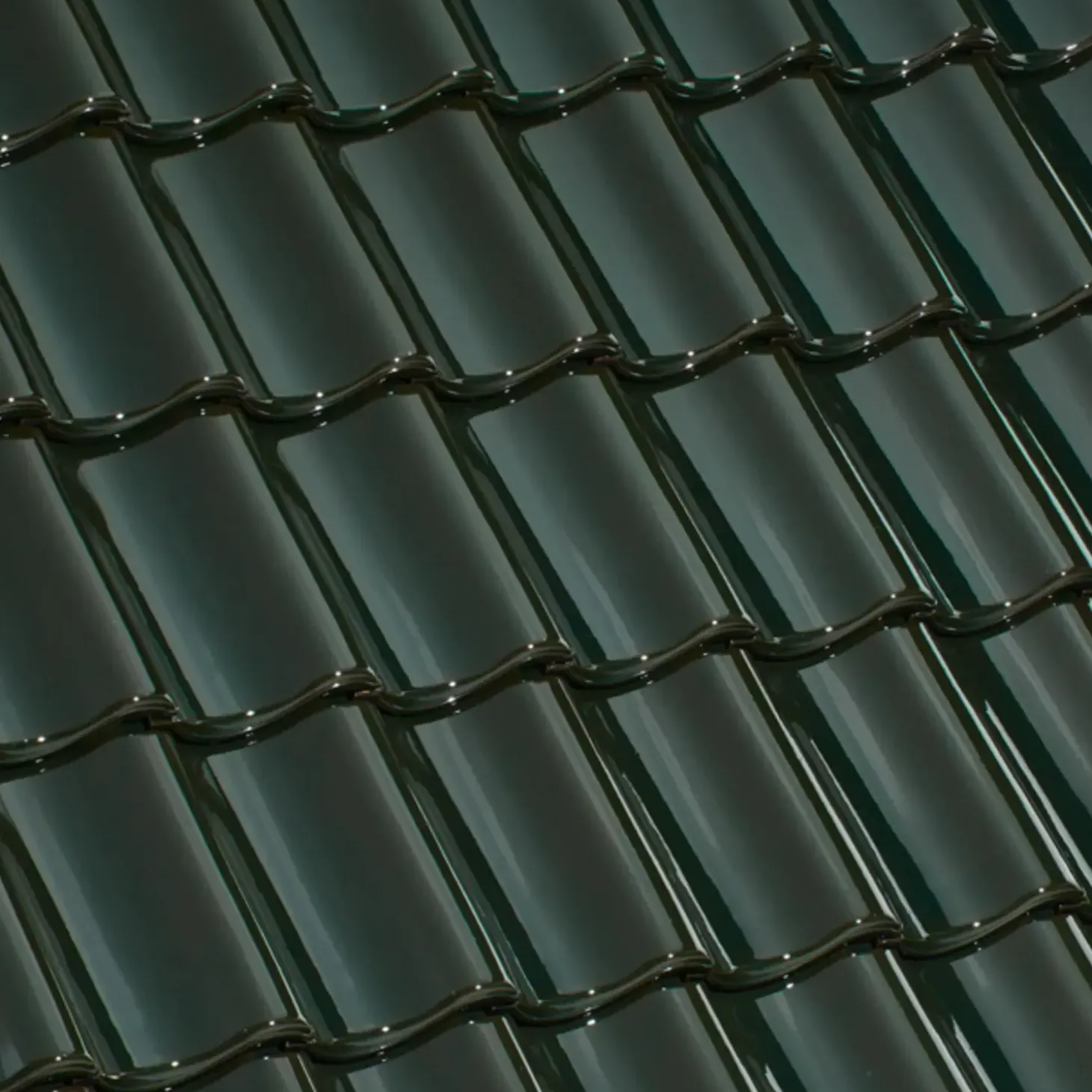 RT855 Laumans vingefalstagsten, malakit-grøn glaseret