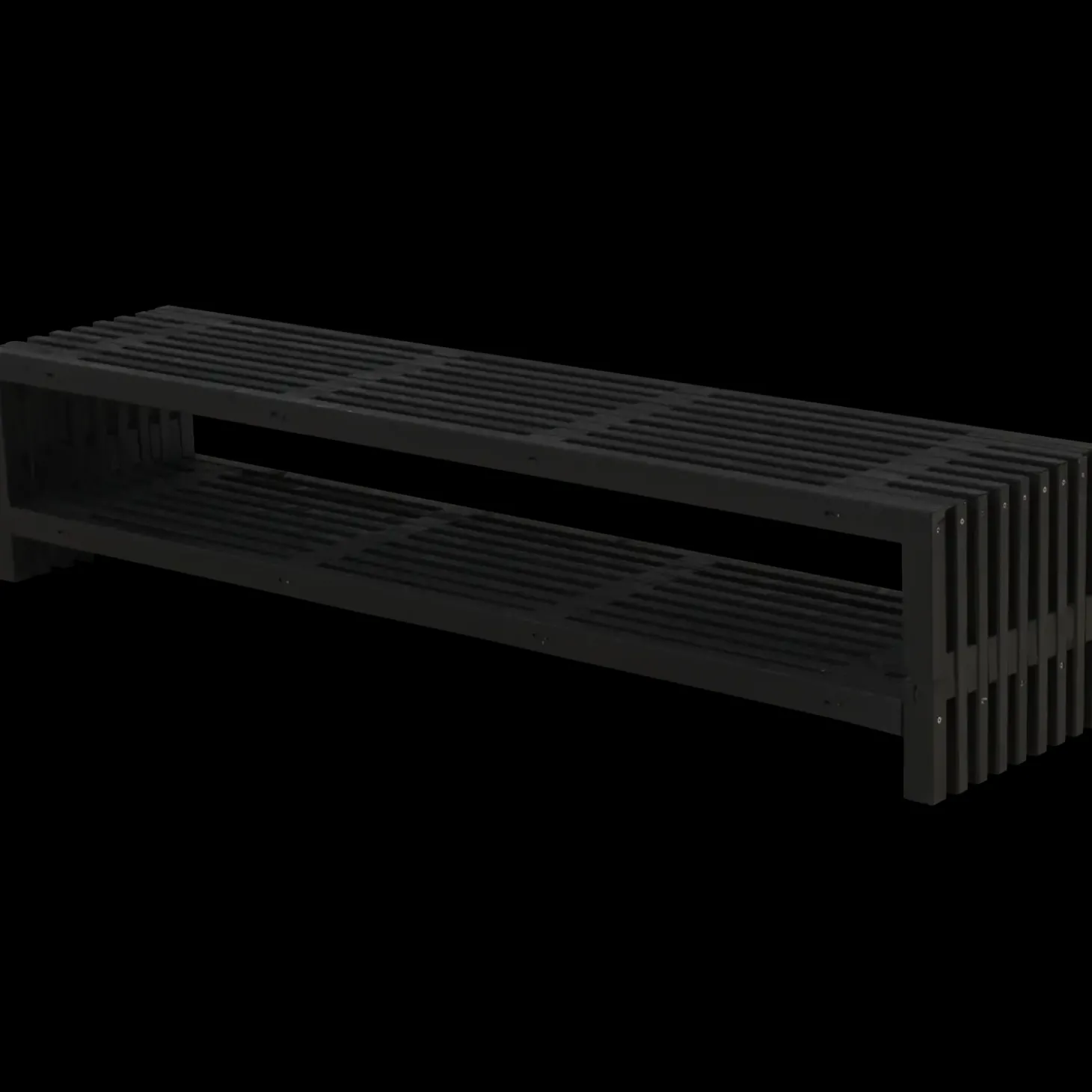 Rustik Trallebænk Design med hylde sort 138x49x45cm