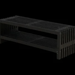 Rustik Trallebænk Design med hylde sort 138x49x45cm
