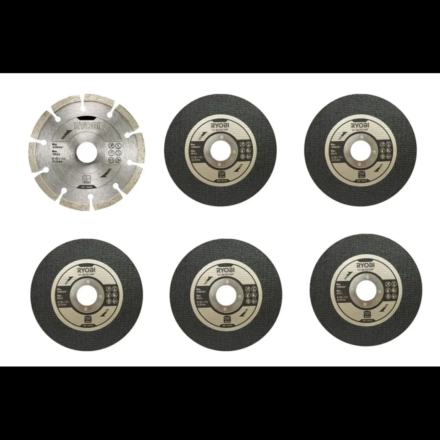 Ryobi RAK6AGD125 skæreskive tilbehørssæt med 6 dele