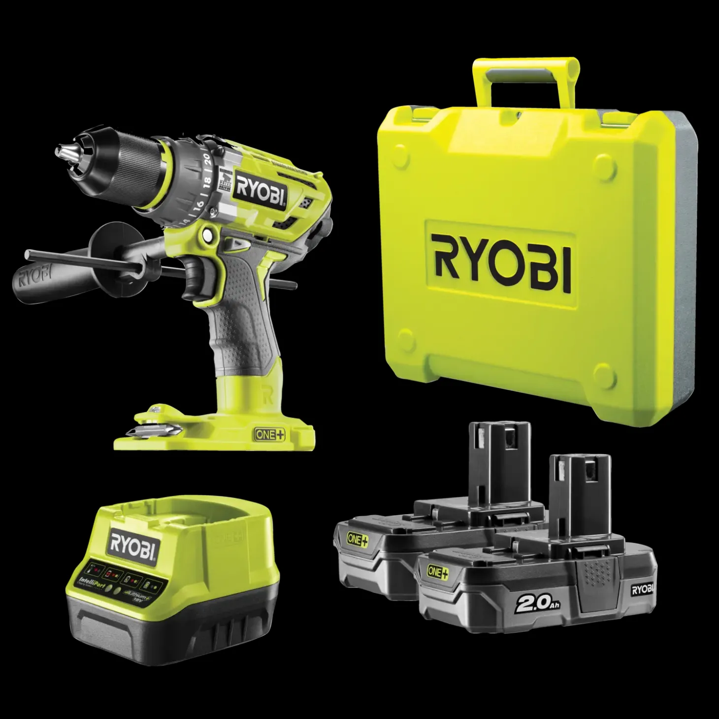 Ryobi R18PD7-220B akku slagbore-/skruemaskine 2x2,0 Ah 18V ONE+