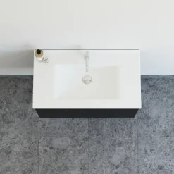 Scanbad Aria badmøbel m/vask, 2 skuffer, push open, sort eg 81 cm