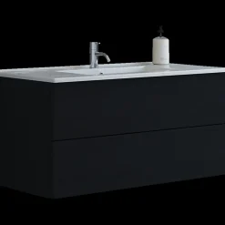 Scanbad Aria badmøbel m/vask, 2 skuffer, push open, sort eg 81 cm