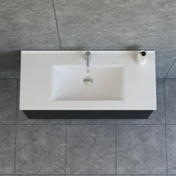 Scanbad Aria badmøbel m/vask, 2 skuffer, push open, sort eg 81 cm