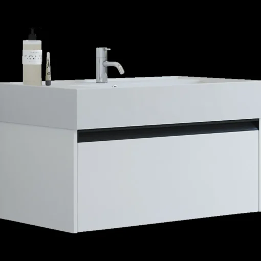 Scanbad badmøbel m/Asyre vask/venstre, 1 skuffe, hvid mat 81 cm