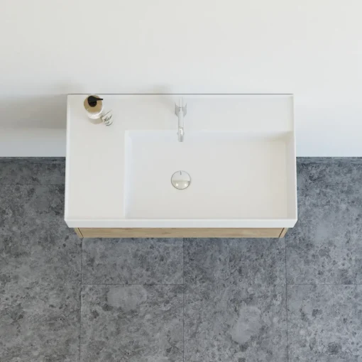 Scanbad badmøbel m/Asyre vask/venstre, 1 skuffe, natur eg 81 cm
