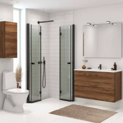 Scanbad B-Foldedør til brusekabine 200x87-89 cm sort m/klar glas
