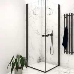 Scanbad brusedør 89x200 cm mat sort