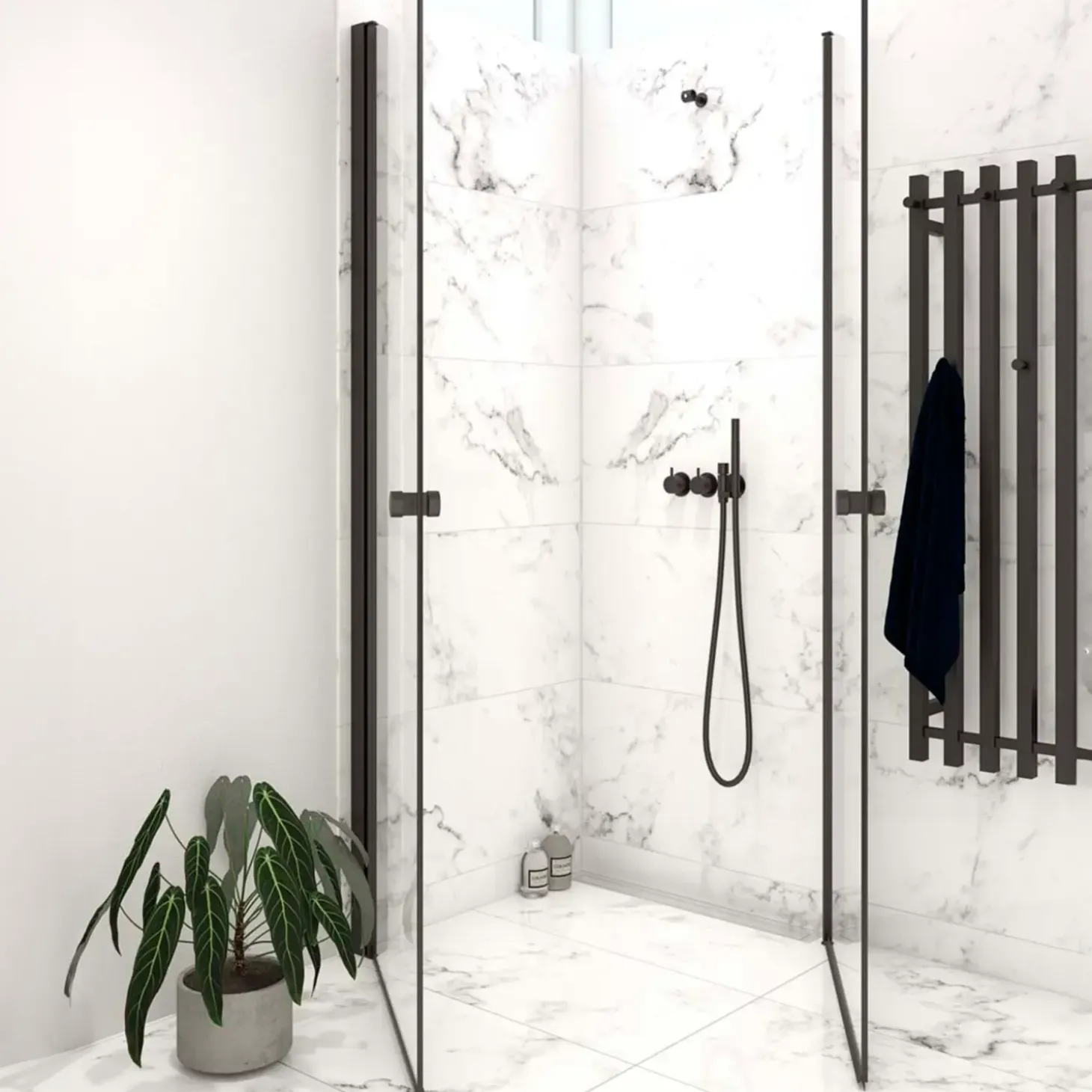 Scanbad brusedør 99x200 cm mat sort