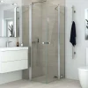 Scanbad brusehjørne m/fastvæg og svingdør 200x89 cm satin/klar