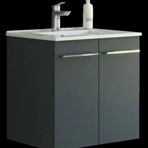 Scanbad Multo vaskeskab m/låger 61 cm  inkl. Amber vask, grå mat