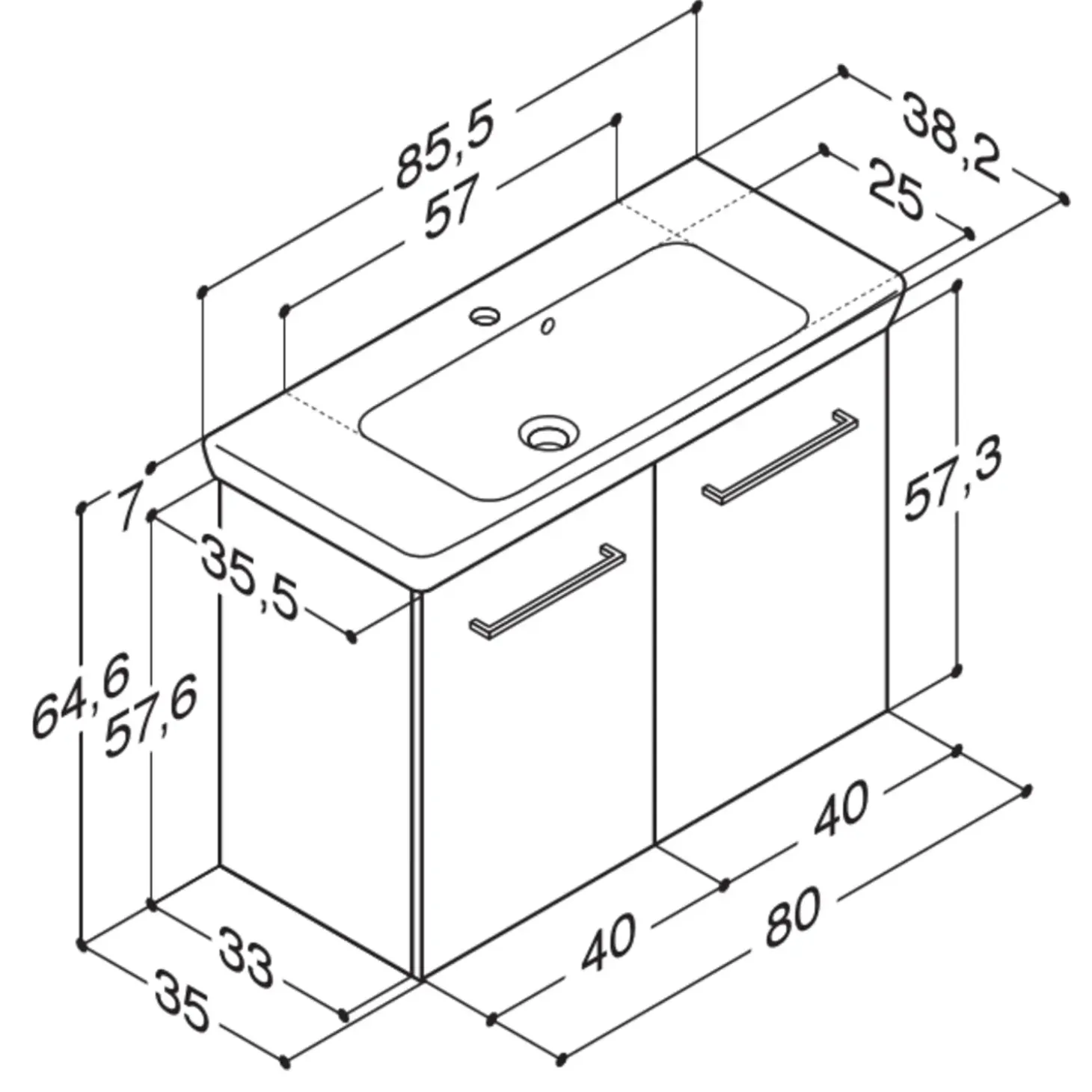 Scanbad Multo vaskeskab m. låger inkl. Lotto vask 85 cm pinegrey
