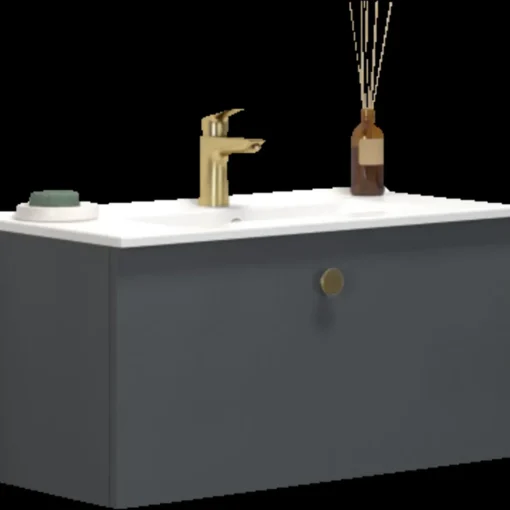Scanbad Multo vaskeskab m/porcelænsvaskvask 81x59,4x36 cm mat grå