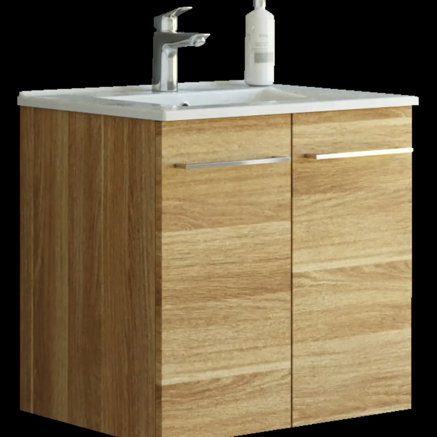 Scanbad Multo vaskeskab m/låger 61 cm inkl. Amber vask, varm eg