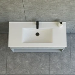 Scanbad NOW vaskeskab m/én skuffe og åbent rum 65,8x81x45,5 cm mat lyseblå stribet front