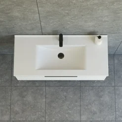 Scanbad NOW vaskeskab m/én skuffe 33,8x61x45,5 cm mat hvid stribet front