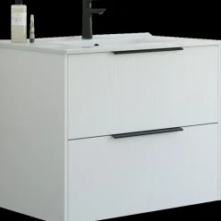 Scanbad NOW vaskeskab m/to skuffer 65,8x81x45,5 cm, mat hvid stribet front