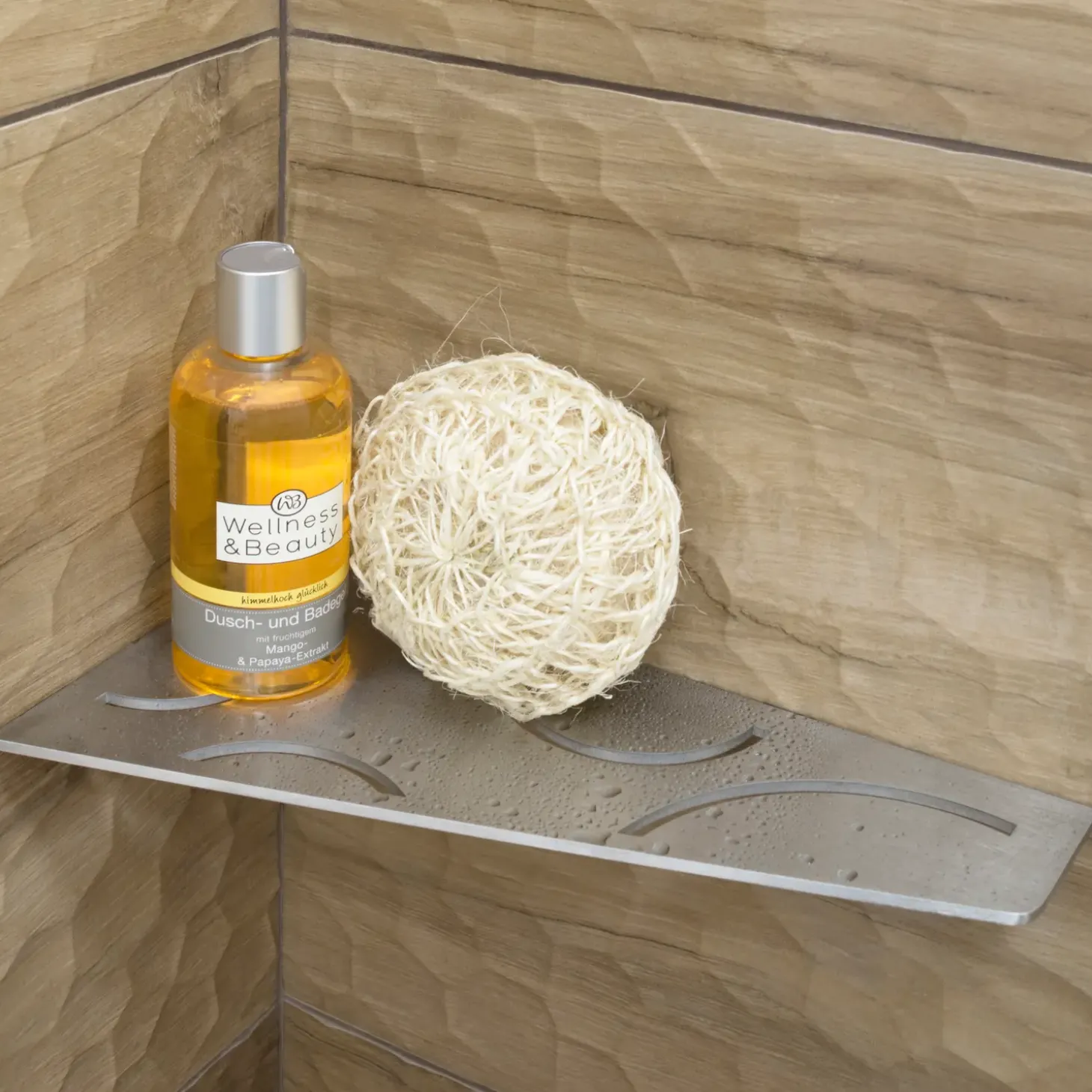 Schlüter hylde firkantet curve, børstet stål