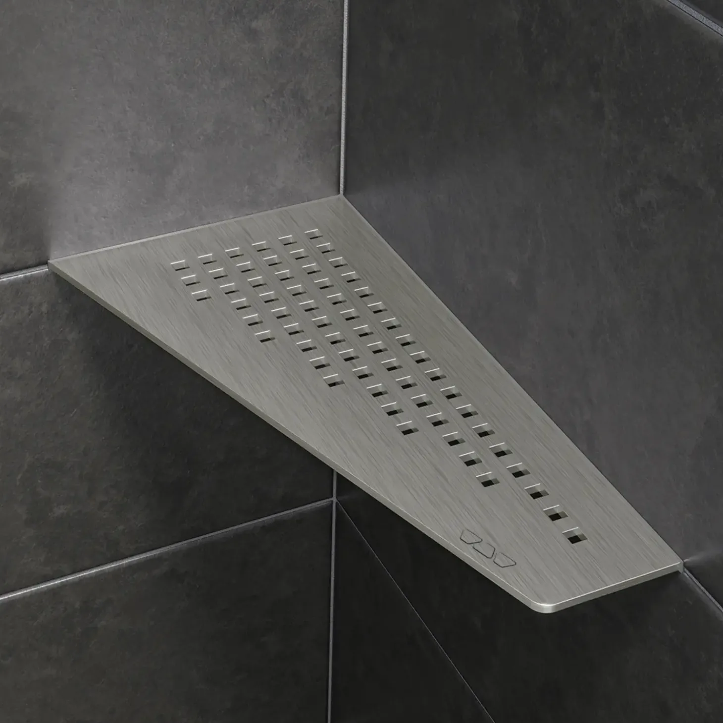 Schlüter hylde firkantet square, børstet stål