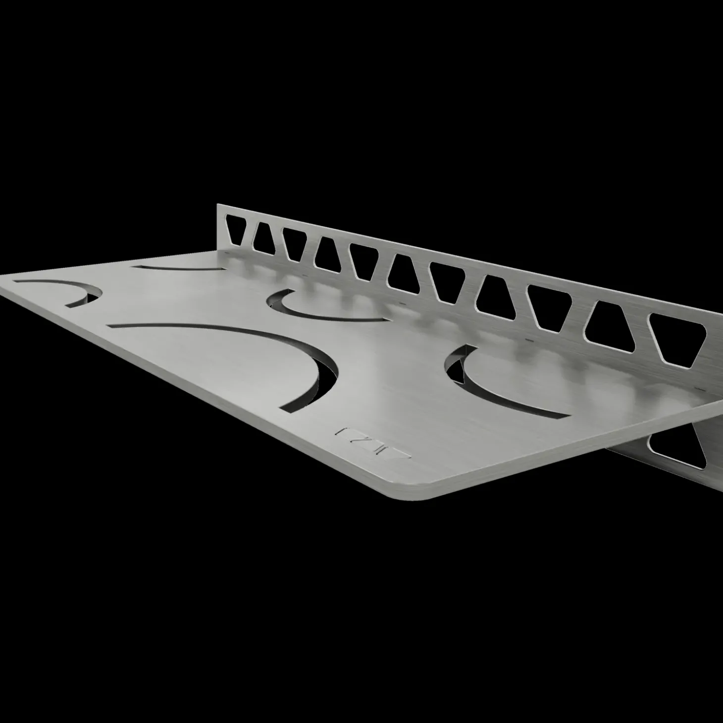 Schlüter hylde rektangulær curve, børstet stål