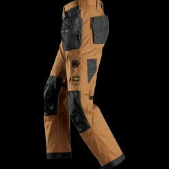 Snickers Allroundwork arbejdsbukser med hylsterlommer Canvas+ stretch brun/sort str. 52