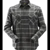 Snickers Allroundwork flannelskjorte med lange ærmer ternet gråmeleret str. 2XL