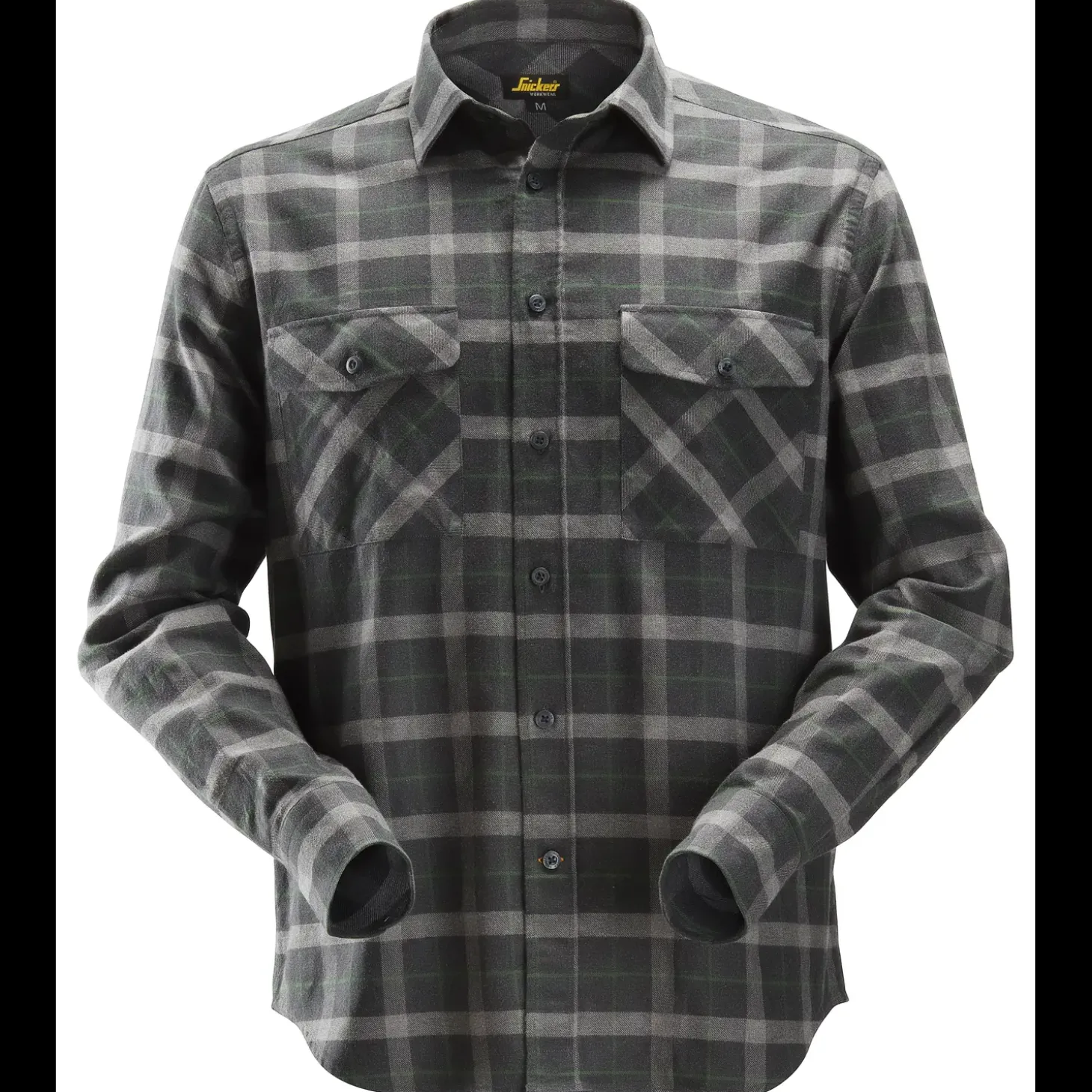Snickers Allroundwork flannelskjorte med lange ærmer ternet gråmeleret str. 2XL