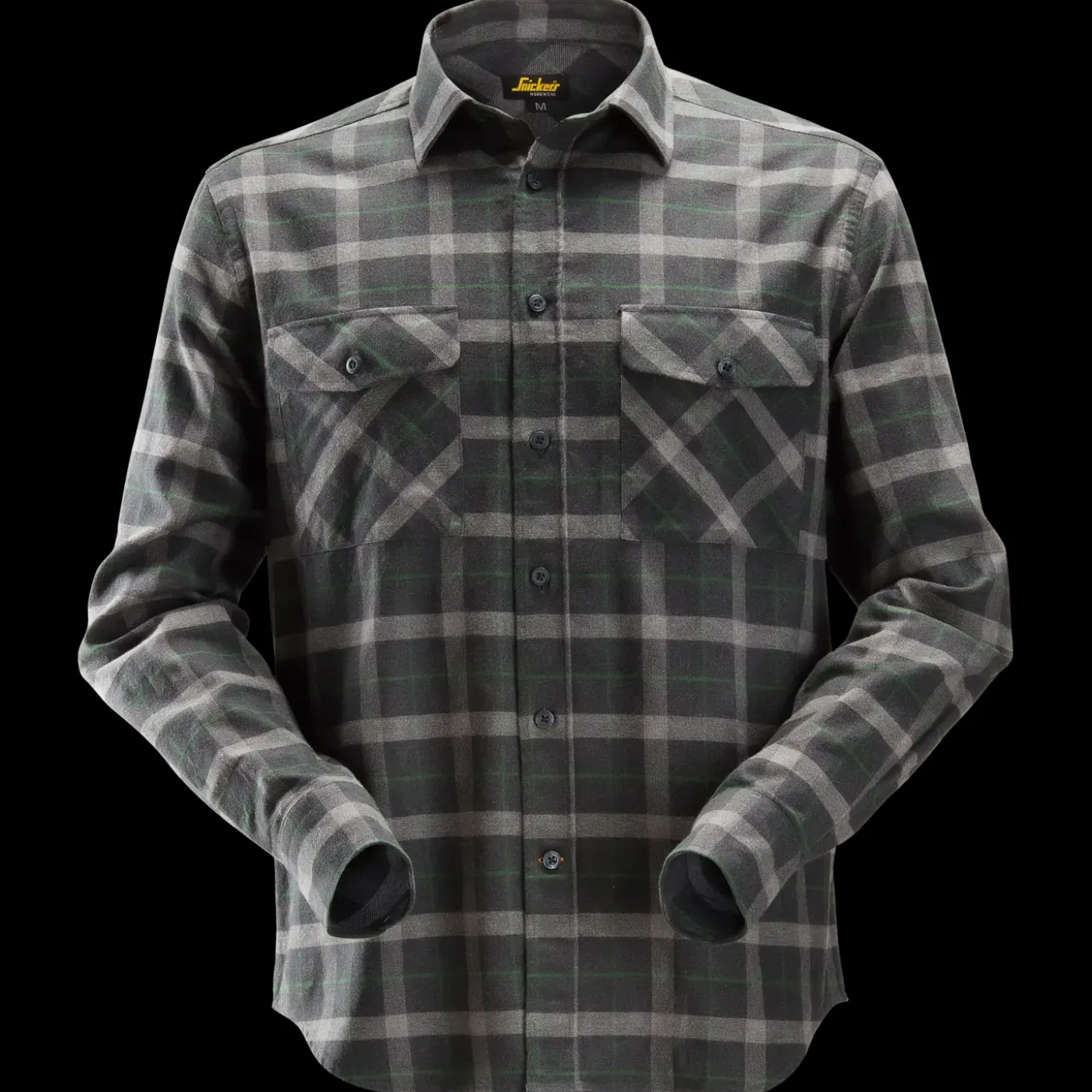 Snickers Allroundwork flannelskjorte med lange ærmer ternet gråmeleret str. 2XL
