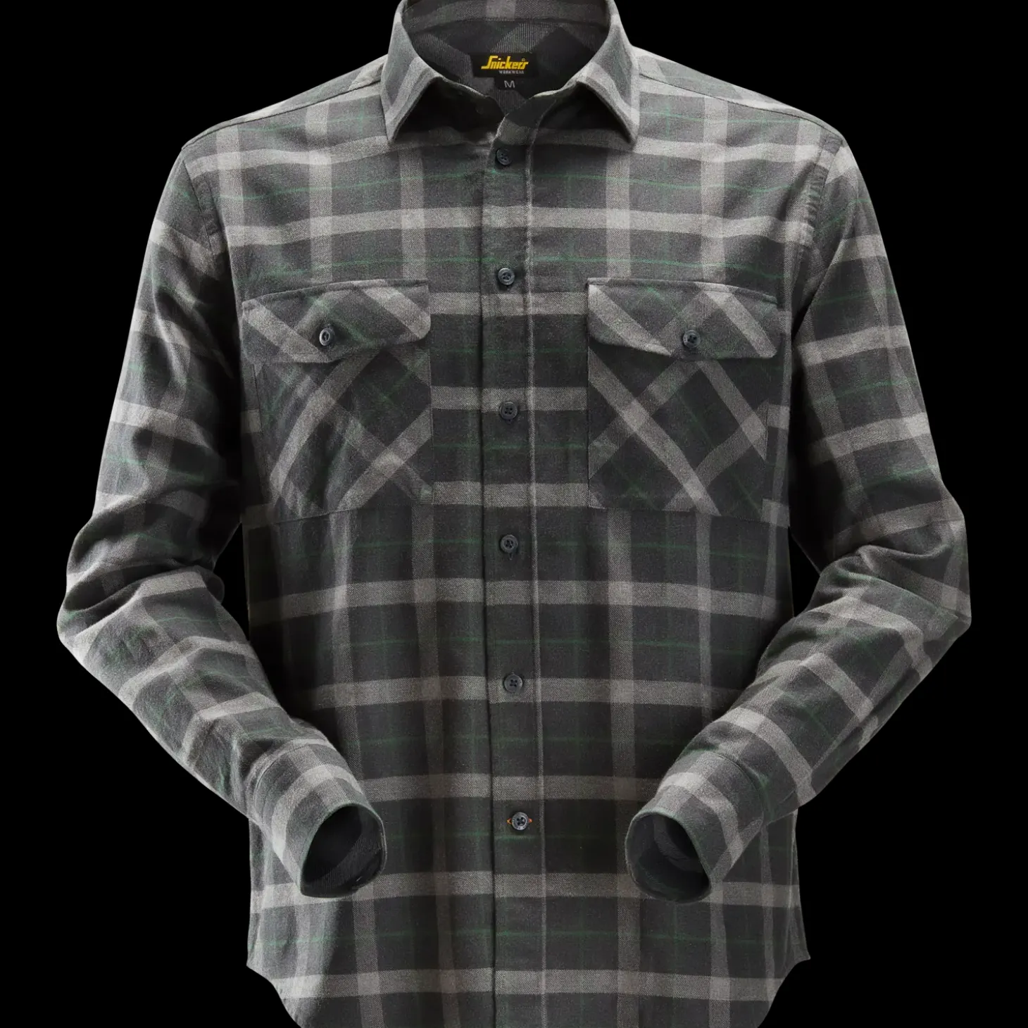 Snickers Allroundwork flannelskjorte med lange ærmer ternet gråmeleret str. 2XL