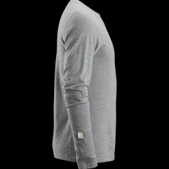 Snickers Allroundwork t-shirt langærmet uld lys gråmeleret str. L