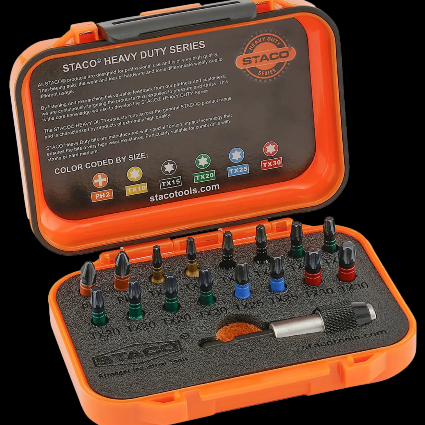 Staco Heavy Duty bitssæt 17 dele m/bitsholder