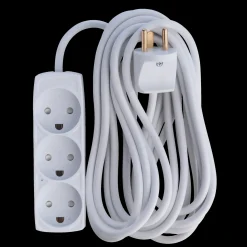 Stikdåse 3-vejs m/jord børnesikker 5 m hvid