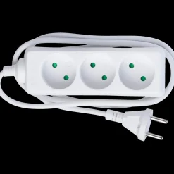 Stikdåse 3-vejs u/jord børnesikker 1,5 m hvid