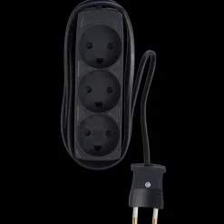 Stikdåse 3-vejs u/jord børnesikker 1,5 m sort