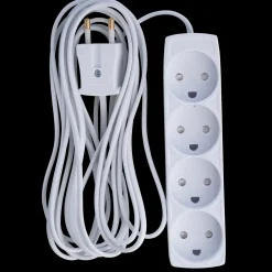 Stikdåse 4-vejs  u/jord børnesikker 5 m hvid