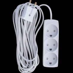 Stikdåse 3-vejs u/jord børnesikker 5 m hvid