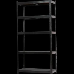 Stålreol mat sort H180 x B90 x D45 cm 5 MDF hylder