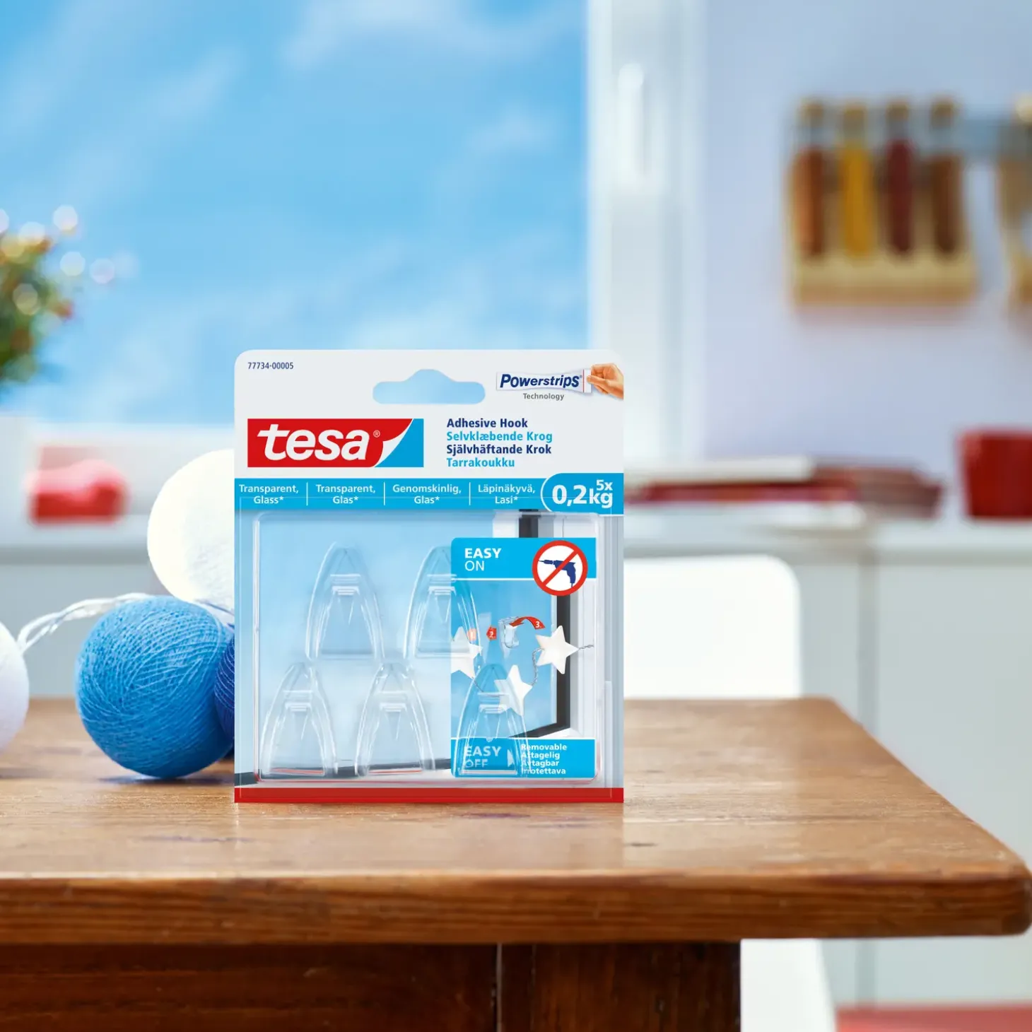Tesa® Klæbekrog til transparente overflader og glas (0,2 kg) - 5-pk
