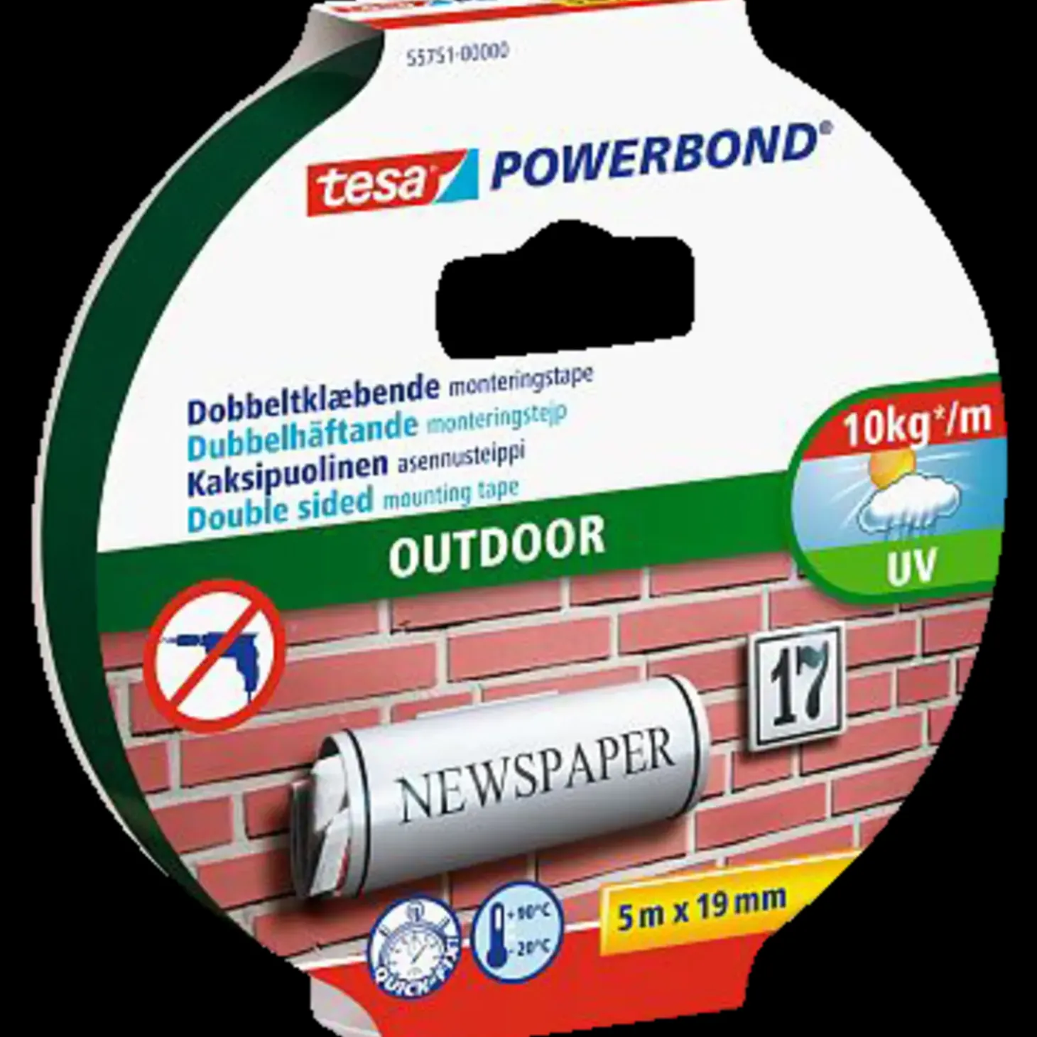 Tesa® Powerbond Outdoor dobbeltklæbende monteringstape 1,5m x 19 mm