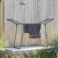 Tørrestativ med vinger 18 m tørreplads sort kraftig model