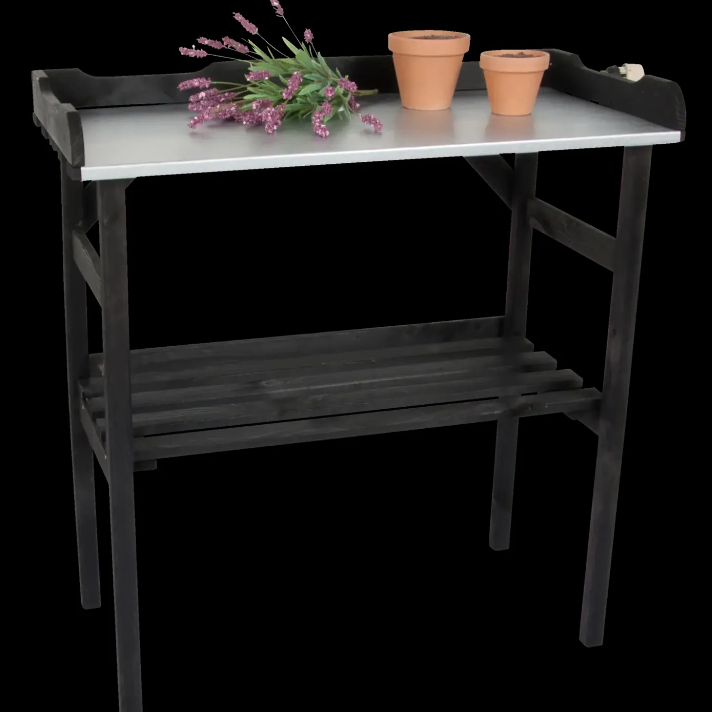 Unogarden plantebord m/metalplade sort 38x78x82 cm