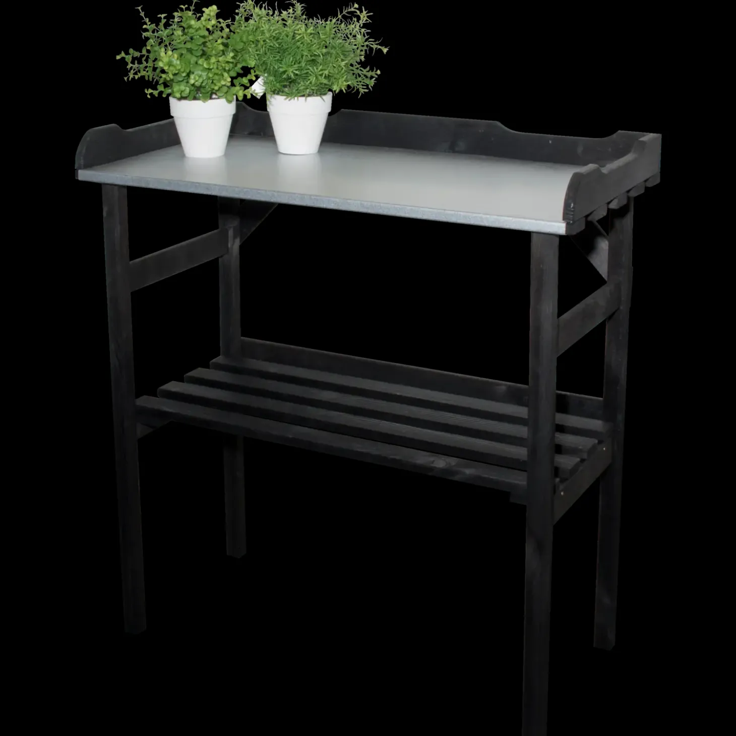 Unogarden plantebord m/metalplade sort 38x78x82 cm