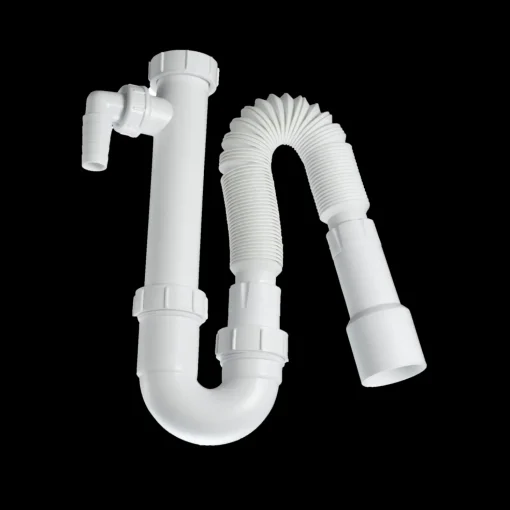 Vandlås t/køkkenvask m/slangestuds 1 1/2"x40/50 mm hvid