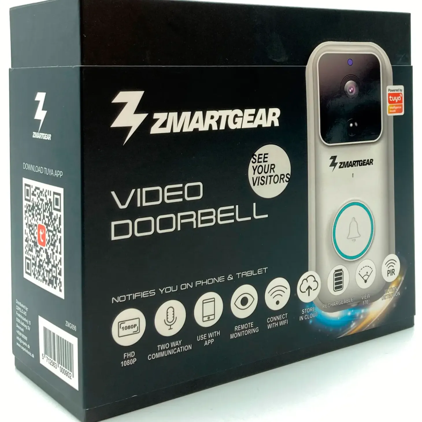 Zmartgear video dørklokke hvid